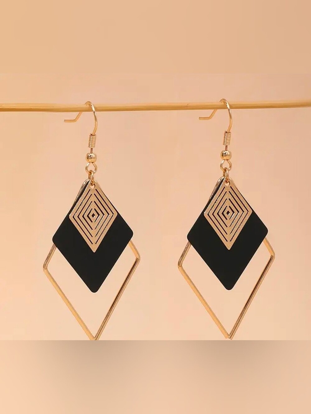 $8 Each Or Bundle 5/$20 Gold and Black Geometric Drop Earrings